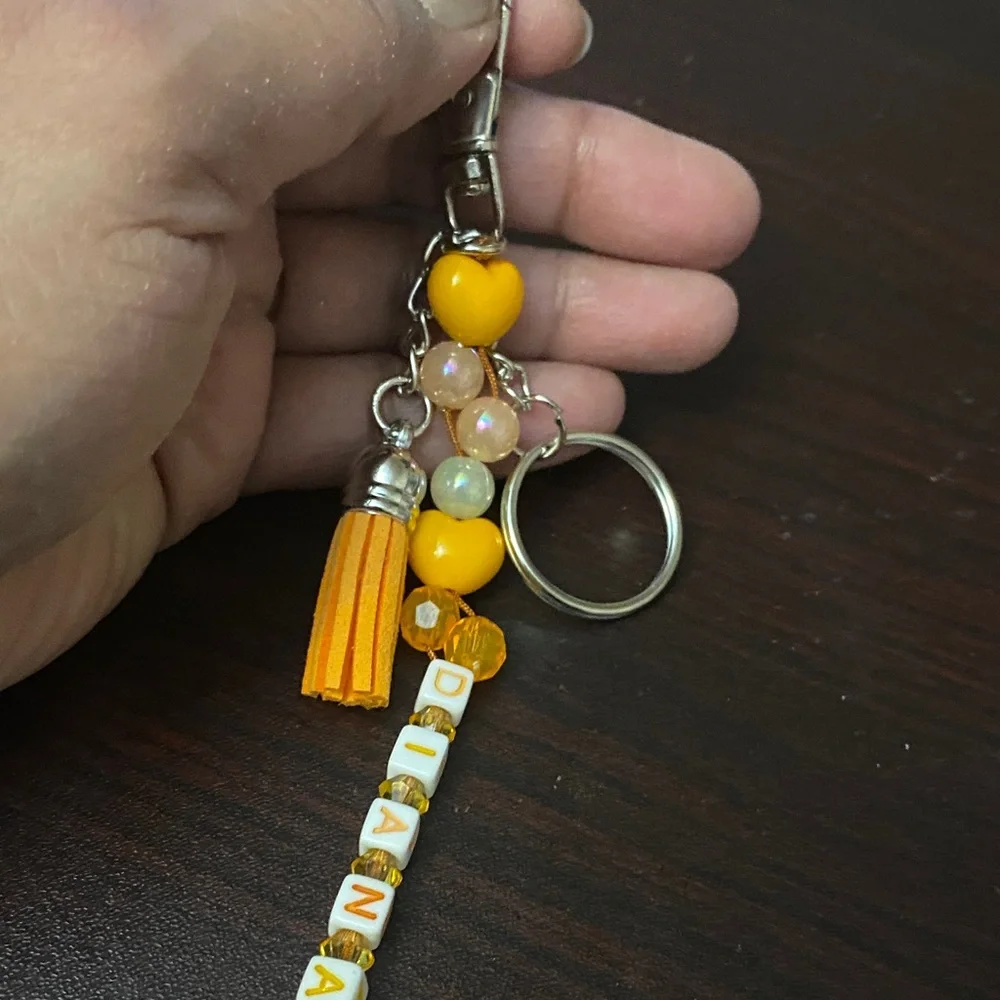 Keychain beaded purse charm with personalized Name
